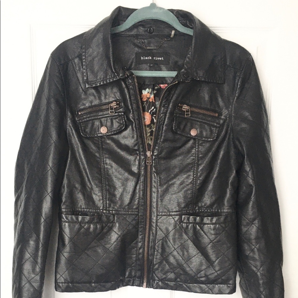 Black Rivet Black Faux Leather